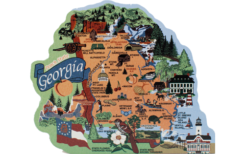 Display your state pride with a state map of Georgia handcrafted in wood by The Cat's Meow Village