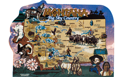 Show your state pride with a state map of Montana handcrafted in wood by The Cat's Meow Village