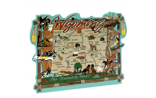 Add this 3/4" thick wooden state map of Wyoming to your home decor, handcrafted in the USA by The Cat's Meow Village