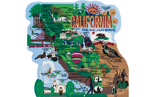 State map of California handcrafted in wood by The Cat's Meow Village