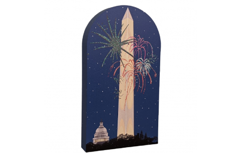 Washington Monument night scene wooden shelf sitter created by The Cat's Meow Village