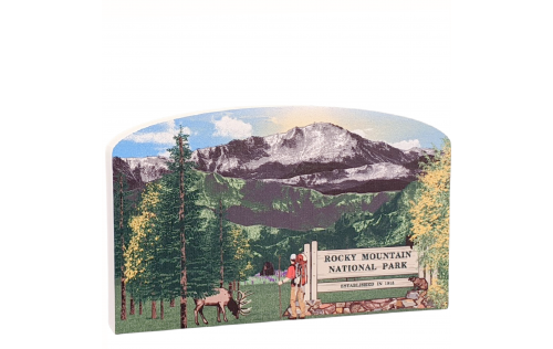 If you've been to the Rocky Mountains in Colorado, then our 3/4" thick wooden scene will remind you of the views your eyes soaked in. Add it to your home decor to remember that special trip. Handcrafted in the USA by The Cat's Meow Village.