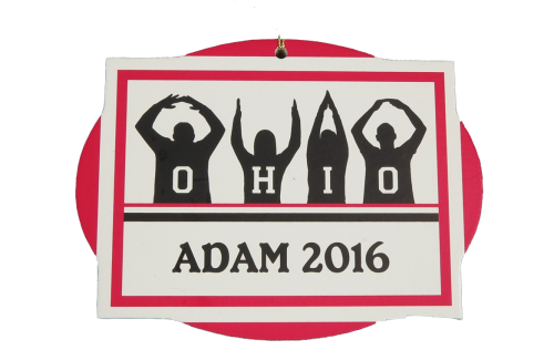 O-H-I-O OSU Buckeyes personalized ornament handcrafted in wood by The Cat's Meow Village.