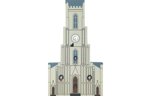 Vintage St. Patrick's Church from New Orleans Christmas Series handcrafted from 3/4" thick wood by The Cat's Meow Village in the USA