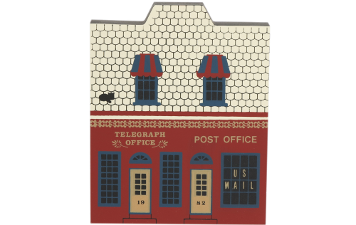 Vintage Telegraph Office & Post Office from Main Street Series handcrafted from 3/4" thick wood by The Cat's Meow Village in the USA