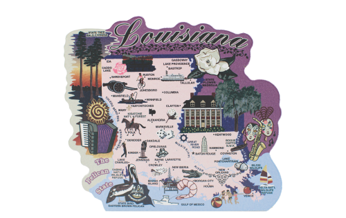 Add this wooden state map of Louisiana to your home decor, handcrafted in the USA by The Cat's Meow Village