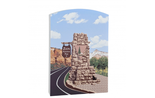 Zion National Park Sign, Utah.  Handcrafted in the USA by Cat's Meow Village.