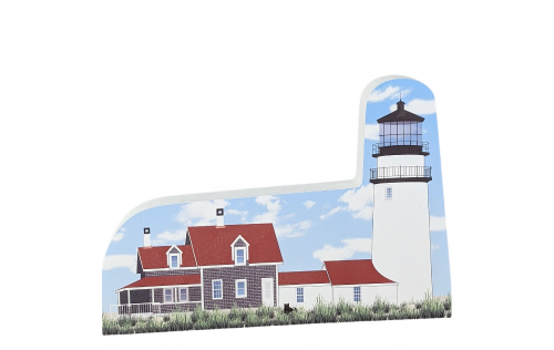 Replica of the Highland or better known as the Cape Cod Lighthouse at North Truro, Cape Cod, Massachusetts. Handcrafted in 3/4" thick wood by The Cat's Meow Village in Wooster, Ohio.