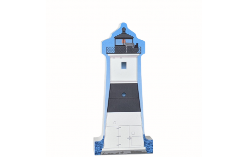 Replica of North Pier Lighthouse, Erie, Pennsylvania handcrafted in 3/4" thick wood by The Cat's Meow Village in the USA.