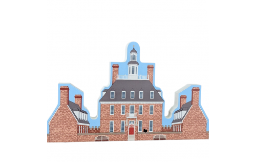 Wooden replica of the Governor's Palace, Williamsburg, VA handcrafted by The Cat's Meow Village in the USA.
