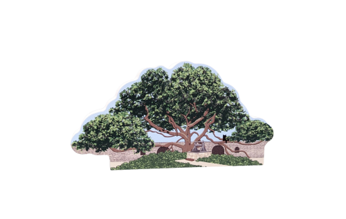 Live Oak Tree at the Alamo wooden souvenir handcrafted by The Cat's Meow Village in the USA.