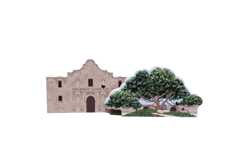 Live Oak Tree and the Alamo wooden souvenirs handcrafted by The Cat's Meow Village in the USA.