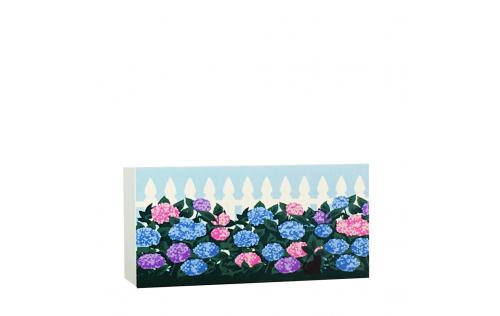 Hydrangea Bushes in full bloom, handcrafted in 3/4" thick wood by The Cat's Meow Village in the USA>