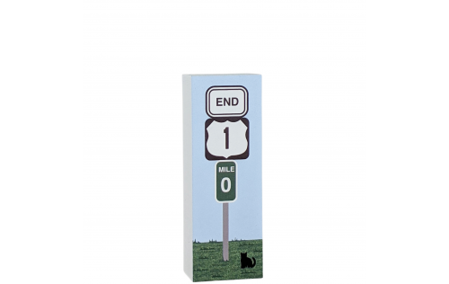 US Route 1 End signpost in Key West, Florida. Handcrafted in 3/4" thick wood by The Cat's Meow Village in Wooster, Ohio...far from Key West...but dreaming!
