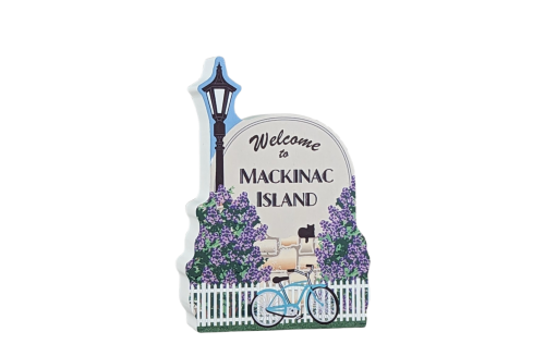 Wooden souvenir of Mackinac Island, Michigan. Handcrafted in 3/4" thick wood by the Cat's Meow Village in Ohio.