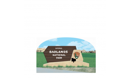 Wooden souvenir of the Badlands National Park Sign, South Dakota handcrafted by The Cat's Meow Village in the USA.