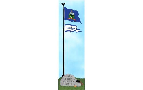 Cat's Meow shelf sitter of the Vermont state flag, the Green Mountain State.