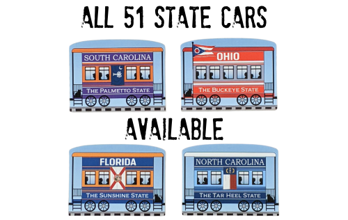 Choose your state cars from the drop down list to add to your Pride Of America train set.