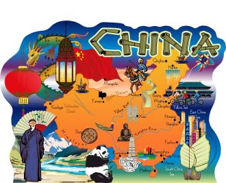 China, Map of China, Chinese Map, Beijing, Xian, Yangtze River, Yellow river, Shanghai, China Sea