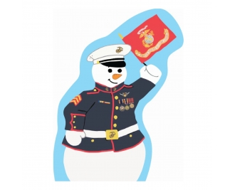 Marine snowman handcrafted in 3/4" wood by the Cat's Meow Village in the USA.