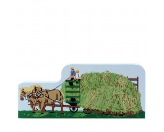 Amish hay wagon handcrafted in 3/4" thick wood by The Cat's Meow Village in the USA