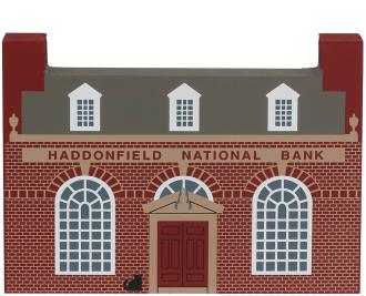 Vintage Haddonfield National Bank from Series XI handcrafted from 3/4" thick wood by The Cat's Meow Village in the USA