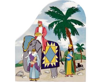 Wooden handcrafted keepsake of the Wise Men with the King's Crown quilt pattern created by The Cat’s Meow Village