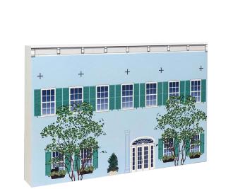 Remember your trip to Charleston, SC with your very own replica of this Rainbow Row house. We handcraft it in all its colorful details in Wooster, Ohio. By The Cat's Meow Village.