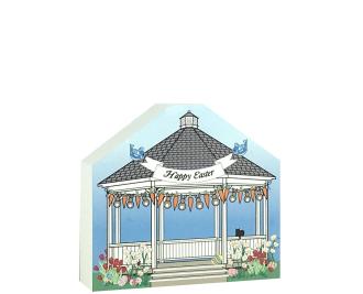 Add this 3/4" thick wooden Easter Gazebo to your home decor. Handcrafted by The Cat's Meow Village in Wooster, Ohio.