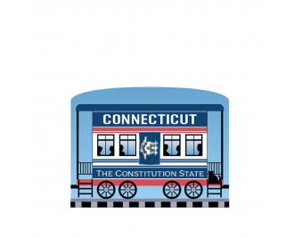 Add this Connecticut train car to your Pride Of America train set to remind you of the good times you had in this state. Handcrafted in 3/4" thick wood by The Cat's Meow Village in Wooster, Ohio.