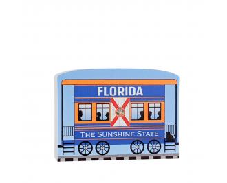 Add this Florida train car to your Pride Of America train set to remind you of the good times you had in this state. Handcrafted in 3/4" thick wood by The Cat's Meow Village in Wooster, Ohio.
