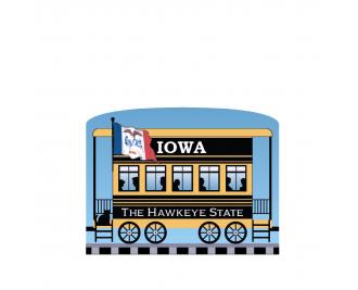 Add this Iowa train car to your Pride Of America train set to remind you of the good times you had in this state. Handcrafted in 3/4" thick wood by The Cat's Meow Village in Wooster, Ohio.