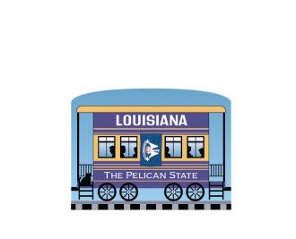 Add this Louisiana train car to your Pride Of America train set to remind you of the good times you had in this state. Handcrafted in 3/4" thick wood by The Cat's Meow Village in Wooster, Ohio.