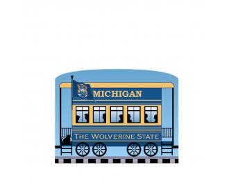 Add this Michigan train car to your Pride Of America train set to remind you of the good times you had in this state. Handcrafted in 3/4" thick wood by The Cat's Meow Village in Wooster, Ohio.