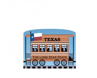 Add this Texas train car to your Pride Of America train set to remind you of the good times you had in this state. Handcrafted in 3/4" thick wood by The Cat's Meow Village in Wooster, Ohio.