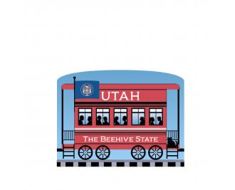 Add this Utah train car to your Pride Of America train set to remind you of the good times you had in this state. Handcrafted in 3/4" thick wood by The Cat's Meow Village in Wooster, Ohio.
