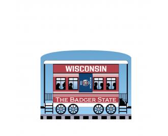 Add this Wisconsin train car to your Pride Of America train set to remind you of the good times you had in this state. Handcrafted in 3/4" thick wood by The Cat's Meow Village in Wooster, Ohio.