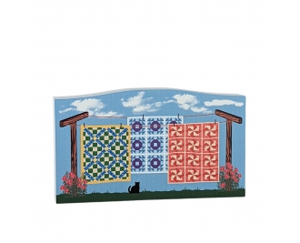 Clothesline of Quilts - Bible Edition handcrafted in 3/4" thick wood by The Cat's Meow Village in the USA.