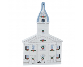 Unitarian Church, Newburyport Christmas, Massachusetts.  Handcrafted in 3/4" wood by the Cats Meow Village in Wooster, Ohio. 