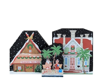 Buy this 2022 North Pole collection as a set and save. Handcrafted in 3/4" thick wood by The Cat's Meow Village in the USA.