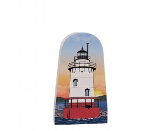 Wooden souvenir of Tarrytown Lighthouse in Sleepy Hollow, NY. Handcrafted in the USA by The Cat's Meow Village.