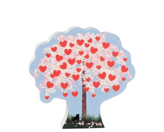 Valentine's Day tree wooden keepsake to add to your Valentine's decor. Handcrafted by The Cat's Meow Village in Wooster, Ohio.