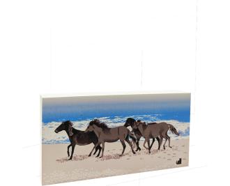 Wild Horses On The Beach on the Outer Banks, Corolla, North Carolina. Handcrafted in 3/4" thick wood by The Cat's Meow Village in the USA.