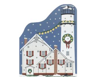 Vintage Fenwick Island Light from Lighthouse Christmas Series handcrafted from 3/4" thick wood by The Cat's Meow Village in the USA