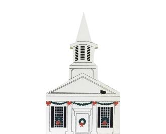 Vintage Gates Mills Church from Ohio Western Reserve Christmas Series handcrafted from 3/4" thick wood by The Cat's Meow Village in the USA