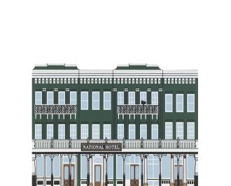 Vintage National Hotel from California Gold Rush Series handcrafted from 3/4" thick wood by The Cat's Meow Village in the USA