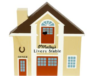 Vintage O'Malley Livery Stable from Series IV handcrafted from 3/4" thick wood by The Cat's Meow Village in the USA