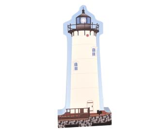 Colorful and detailed replica of Portsmouth Harbor Lighthouse, New Castle, New Hampshire. Handcrafted in the USA 3/4" thick wood by Cat’s Meow Village.