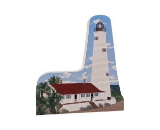 Replica of St Marks lighthouse in Saint Marks, Florida. Handcrafted in 3/4" thick wood by The Cat's Meow Village in the USA.