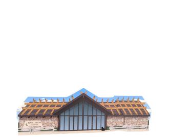 Wooden replica of the Alpine Visitor Center in Rocky Mountain National Park. Handcrafted by The Cat's Meow Village in the USA.
